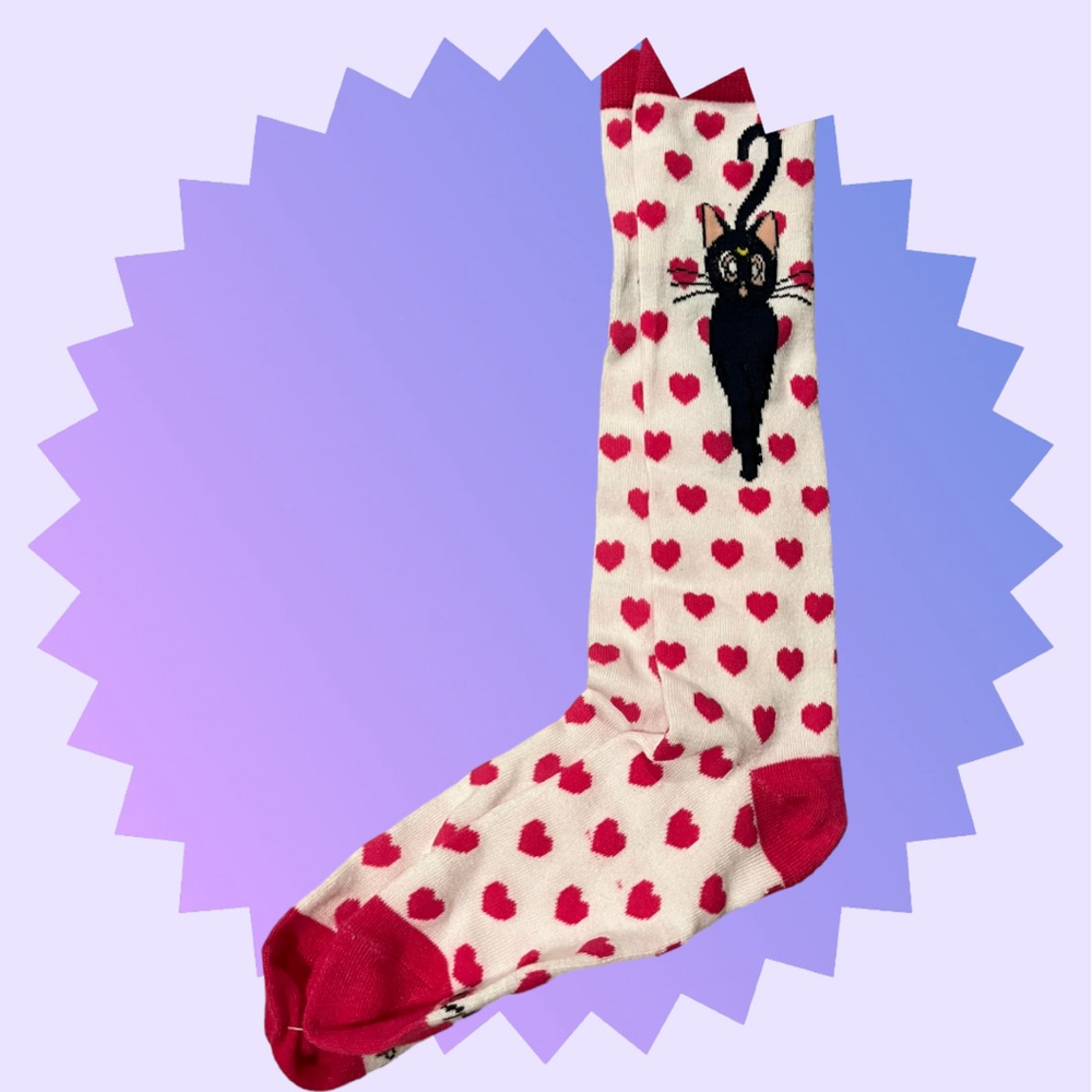 New Sailor Moon Luna Hearts Knee High Womens Socks